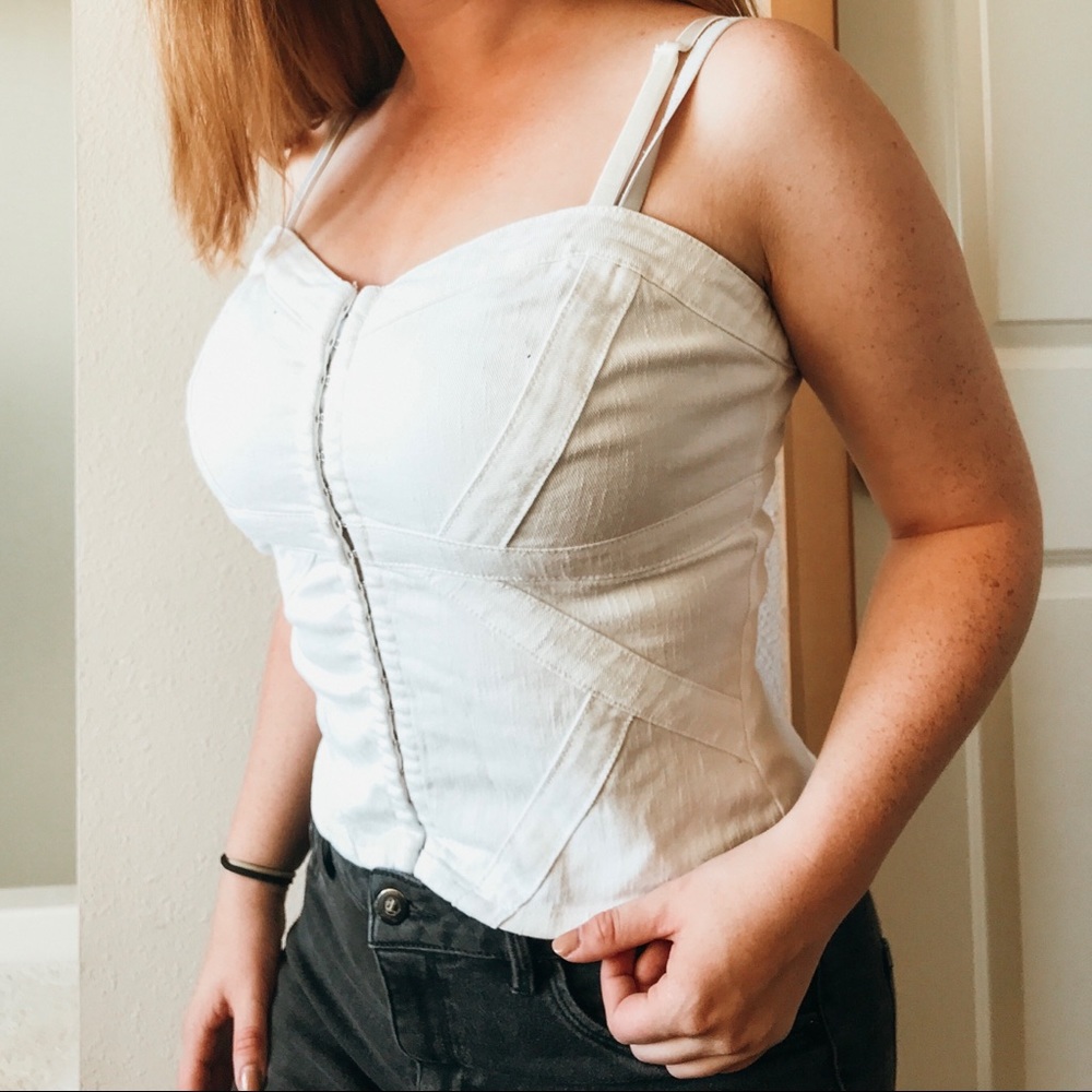 Bisou Bisou White Denim Tank size 8